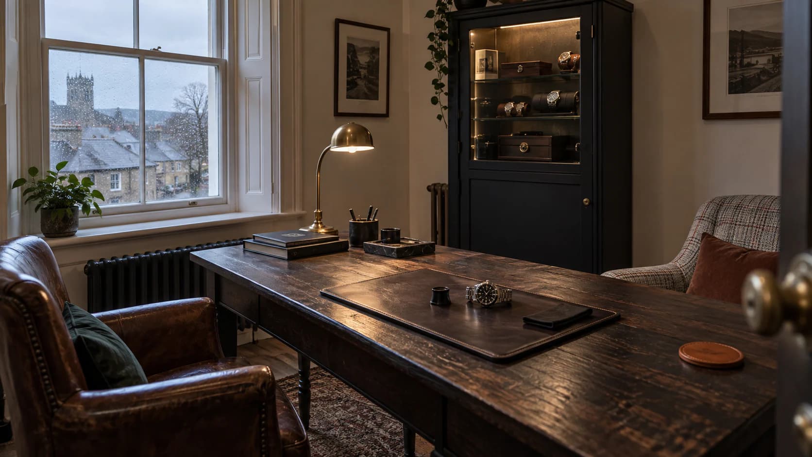 The private viewing room at Wristly, Llanelli, with a watch laid out for inspection