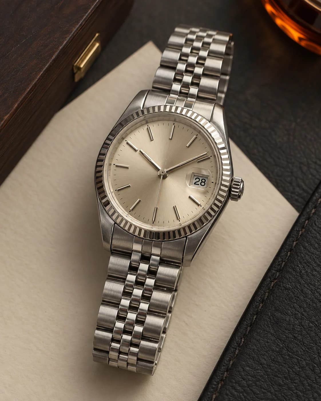 Rolex Datejust 36 (WL-0331, 1998) - dial, case and jubilee, front view