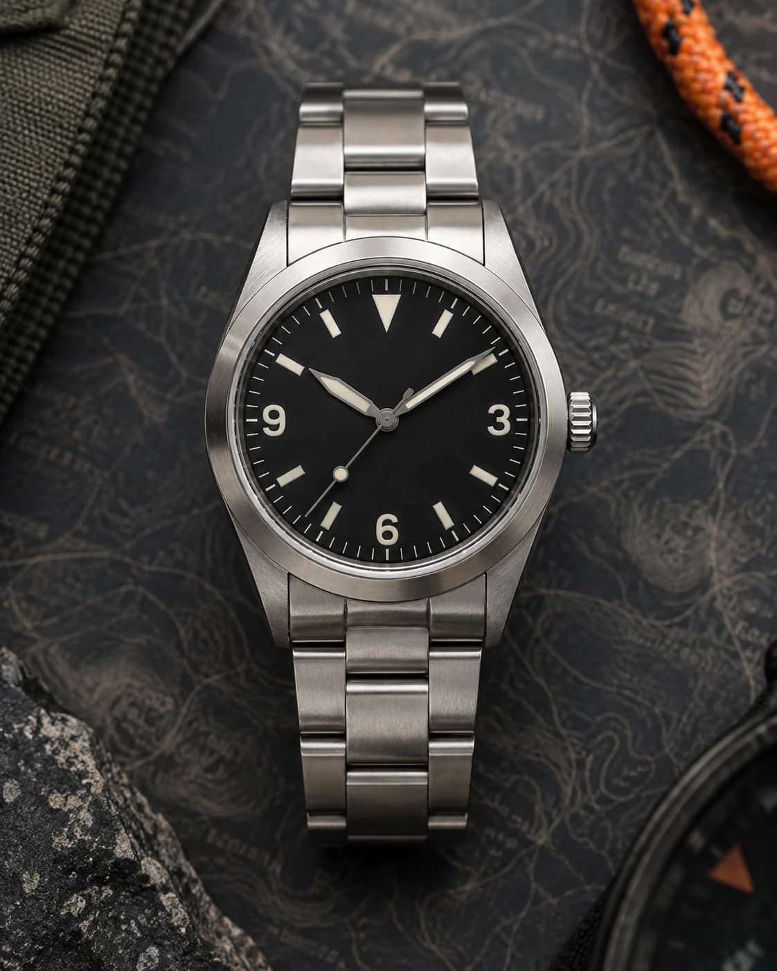 Rolex Explorer 36 (WL-0814, 2024) - dial, case and oyster, front view