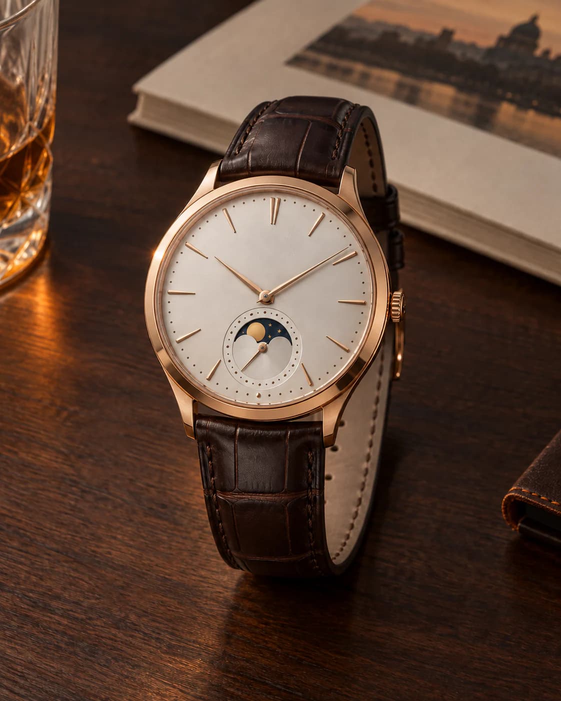 Jaeger-LeCoultre Master Ultra Thin (WL-1130, 2018) - dial, case and brown alligator, front view